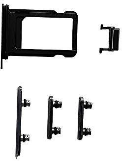 Smartex® Schwarz Taste + SIM Karten Halter kompatibel mit iPhone X/Power On Off, Mute, Volumen Ersatzteil