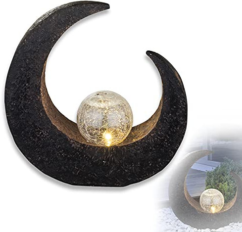 bmf-versand® Solarleuchte Garten für Außen Deko - Gartendeko Mond mit Solarlampe - Gartenlampen Solar LED Halbmond - Gartenlampe Höhe 30 cm - Außenlampe Bronze Farben