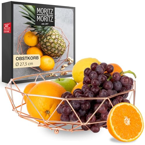 Moritz & Moritz Fruit Bowl in Copper Metal 27.5cm – Wire Fruit Basket in Copper Metal – Basket for Gifts, Fruits, Vegetables and Bread