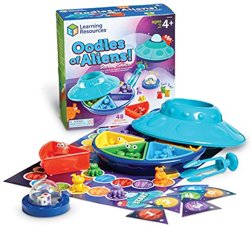 Platillo Volante para clasificar Oodles of Aliens! de Learning Resources, Juego para clasificar por Color para niños de 3+ años, motricidad Fina, Clasifica Patrones, Colores y Formas, 3+ años