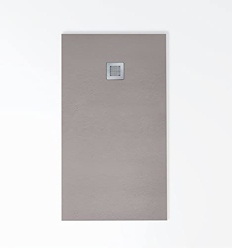 Plato de ducha de resina GRIS PLATA Extraplano incluye válvula y rejilla, todas las medidas disponibles. 5 Años de garantía. Textura pizarra antideslizante C-3. Medidas King size. Capa de GEL COAT