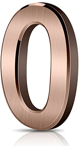 Vicloon Hausnummer, 0 in Bronze Acryl Hausnummer,Höhe 7.5cm, Selbstklebende Haus-Nummer, für Tür, Briefkasten, Außen, Anti-Friktion, Wetterfest