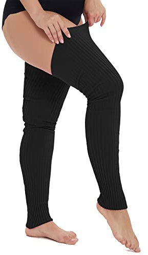 Durio 1 Paar übergröße Overknee Stulpen Beinwärmer Lang Beinstulpen Damen Überknie fußlose Legwarmer Schwarz Einheitsgröße