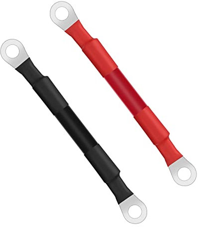 URAQT Cavo Batteria, 2 Pezzi 35mm² 15cm Cavo Batteria Auto, 2AWG Cavo della Batteria dell'Auto, Cavi Inverter Batteria con Occhielli per Energia Solare, Auto, RV, Marine