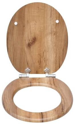 SINOBATH WC-Sitz Toilettensitz mit Absenkautomatik, MDF Holzkern, Softclose Scharnier (Naturholz)