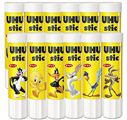 Pack de 12 tubes de colle UHU 21 gr Looney tunes