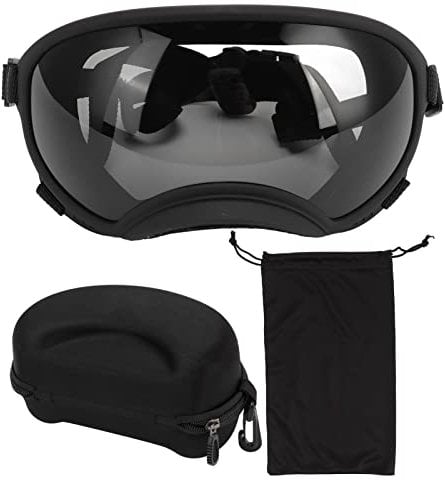 VBESTLIFE Hundebrille, Winddicht, UV-beständig, Staubdicht, Verstellbarer Riemen, Langlebige Hundesonnenbrille für Große Rassen (Schwarzer Rahmen, graue Linse)