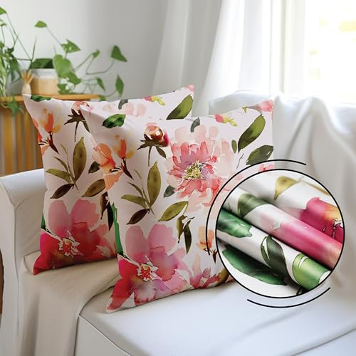 Encasa XO Dekorative Kissenbedeckung 16x16 (40x40 cm) - F1 Spring - Digital gedrucktes Blumenkissen für Stuhl, Sitz, Bett, Büro und Haus (2)