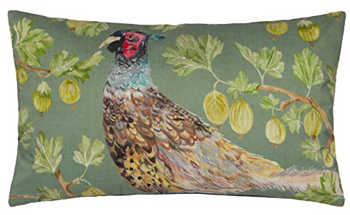 Evans Lichfield Grove Pheasant Polyester Filled Outdoor Cushion, Olive, 30 x 50cm