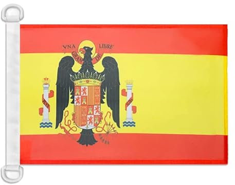 AZ FLAG - Drapeau Espagne franquiste 1945-1977 - 45x30 cm - Pavillon Nautique Espagnol De Franco Spécial Bateau Et Extérieur En Maille Bloquée Avec Anneaux Plastiques Intégrés - 30g