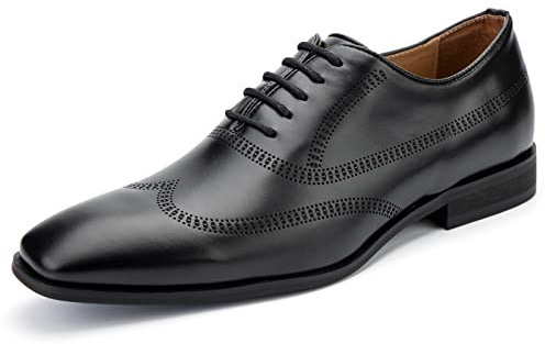 MEIJIANA Men Oxford Business Leather Shoes Men's Lace-ups Formal Dress Shoes Oxfords, Black-01,12 UK