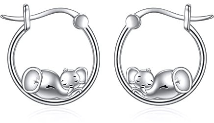 Elefant Ohrringe für Damen Mädchen 925 Sterling Silber Elefant Creolen Süße Elefant Schmuck Geschenk für Frauen Mutter Tochter