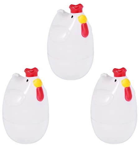 WOAFEY 3X KüKenförmig 1 Gekochtes Ei Dampfgarer Dampfgarer Stoessel Mikrowelle Eierkocher Kochutensilien Kuechenhelfer Zubehoer Werkzeuge