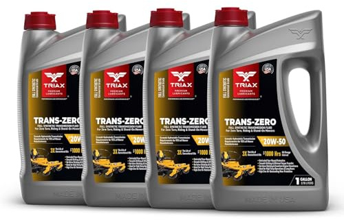 TRIAX Trans Zero 20W-50 - Olio per trasmissione idrostatica completamente sintetico per falciatrici a zero giri (confezione da 4 galloni)