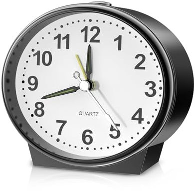 Brifit Analog Alarm Clock, Silent Alarm Clock Bedside with Night Light, Large Dial Display & Large Snooze Button, No Ticking & Long Battery Life, Small Size & Large Numbers for Home, Office, Kitchen