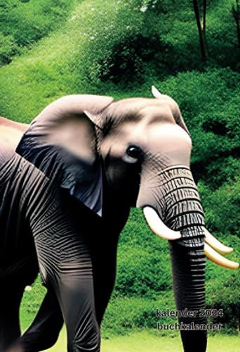 Terminplaner 2024 a6: elefant, Softcover, kein Ringbuch, KEINE Spiralbindung, eine 1 Woche auf zwei 2 Seiten, vertikal, Wochenplaner, klein, mit ... Buch, 12 Monate, für Frauen, Männer, Jungs...