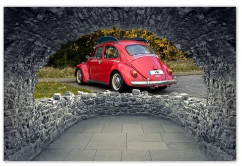 Wandtattoo Dekor Foto Aufkleber 120x80cm Rot Oldtimer Nr. H7117M_WCNS1B