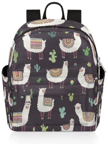 TropicalLife Süßer Alpaka-Kaktus-Rucksack für Damen, Kinder, Mädchen, Alpaka-Schaf-Rucksack, Schule, Reisen, Freizeit, Schultertasche, Tagesrucksack, farbig