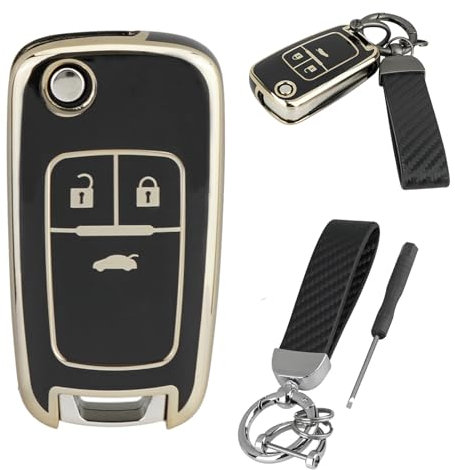 TPU Silicone Car Key Cover For Vauxhall Opel Astra J Insignia Zafira Cascade Key Shell Cover with KeyChain(Black)