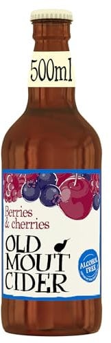 Old Mout Cider 500 ml Bottle, 0.0% ABV Berries & Cherries Alcohol Free Cider, Crisp Apples Ripe Berries and Cherries, Suitable for Vegans, Vegetarians, Gluten Free, No Added Colour, Natural Flavours