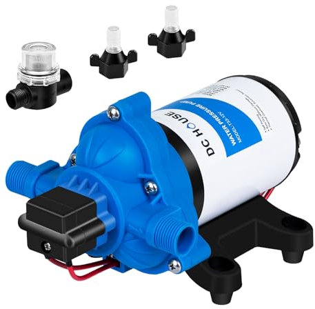 DC House 12V RV Fresh Water Diaphragm Pump 12 Volt 3.5GPM 45PSI On Demand Self Priming Water Pressure Pump with Pressure Switch Quiet for Camper Marine Boat Travel Trailer Sprayer