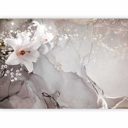 murando - Carta da Parati Moderna per Soggiorno, Fiori, 500x350 cm | Fotomurali in TNT, Decorazione da Muro XXL, Carte da Parati Moderne, Giglio, Grigio, Produzione Europea