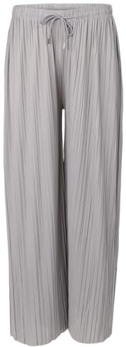 Malito Damen Plisseehose - lockere weich fließende Chiffonhose - Lange Sommerhose - Trendige Marlenehose 883 - Mint S/M