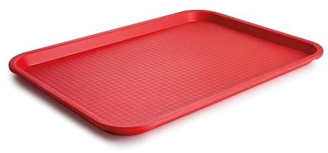 Lacor - 66992 - Vassoio per servizio fast food, vassoio per alimenti, polipropilene, senza BPA, impilabile, resistente, superficie antiscivolo, lavabile in lavastoviglie, colore rosso, 45x35 cm