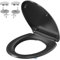 Toilettendeckel mit Absenkautomatik O-Form, YEAUPE PRO WC Sitz mit Puller Lid, Toilettensitz mit Quick-Release Funktion für einfach Reinigung, 150 kg belastbar, Schwarz, 44,6 x 37,2CM