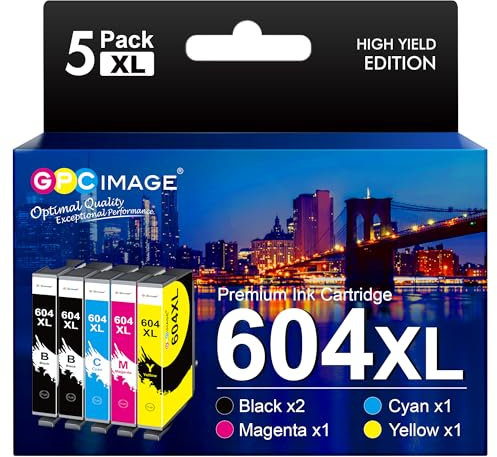 GPC IMAGE 604 Patronen - Kompatibel für Epson 604, 604 XL, 604XL, XP 3200, XP 2205, XP 3205, XP 4200, XP 4205, XP 2200, Workforce WF 2930, WF 2935, WF 2950 (5er-Pack)