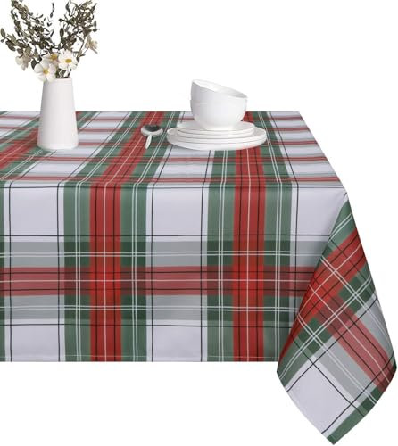 FRAMICS Buffalo Plaid Tischdecke, rot und grün kariert, Tischdecke für Weihnachten, wasserdichte Tischdecke für Küche, Esszimmer, Tischdecke, rechteckig, 152,4 x 304,8 cm