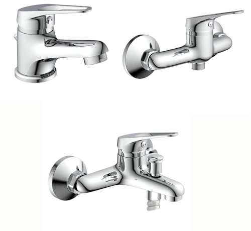 EISL SPEED Badarmaturen-Set, Wasserhahn Bad, Duscharmatur und Wannenfüllarmatur im Komplettset, Armaturen für das Badezimmer, Badarmatur, Chrom