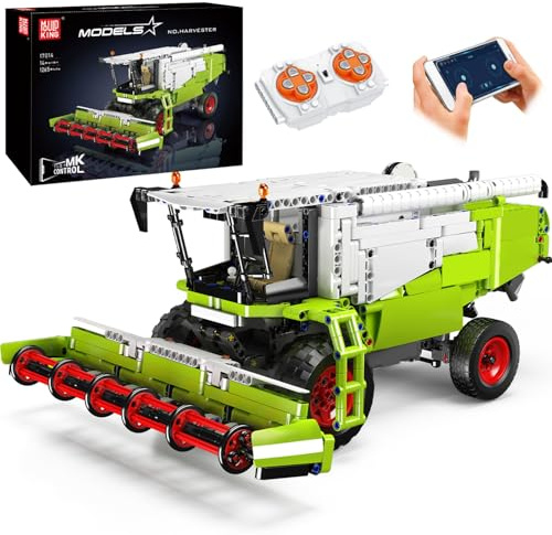 Mould King 17014 Technik LKW Baukasten (1265 Teile), Ferngesteuert Mähdrescher Baustein mit Motor, Montage Technologie Auto Klemmblock, Ingenieur-LKW-Spielzeug für Kinder/Erwachsene 8+