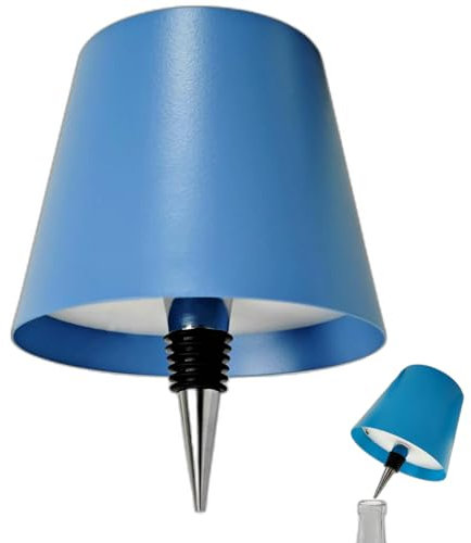 Lampade LED ricaricabili per bottiglie di vino per bottiglie di liquore, 3 colori, dimmerabili, con controllo touch, lampada da tavolo per ristorante, casa, bar, ufficio, Natale (blu)