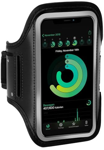 ONEFLOW Brassard de sport pour téléphone portable compatible avec HMD Skyline - Bracelet de fitness - Bracelet de course à pied - Pour l'extérieur - Support pour smartphone - Noir