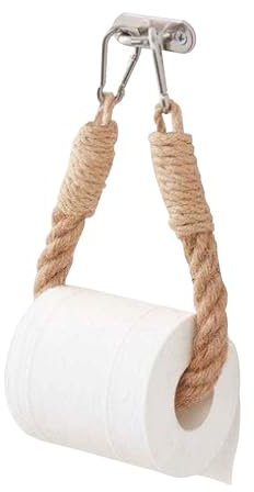 Yuiturt Rope Toilet Roll Holder, Jute Nautical Industrial Style Weave Vintage Style Bathroom Towel Wall Mounted Tissue String Shabby Chic Loo Paper Holder