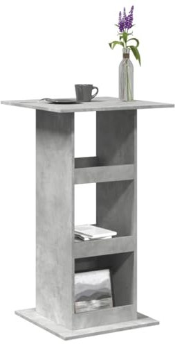 Homgoday Meuble de table de bar de rangement gris ciment 60 x 60 x 102 cm multicouche, table de jardin, table d'extérieur, table de terrasse, table de salle à manger, table de cuisine