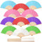 ZOOI Fächer Hochzeit - 12 Pack Handfächer Hochzeit Deko Fächer Weiß Faltfächer Gastgeschenk Fecher Sommer Hochzeit, Hochzeitsdeko Hand Fan Asiatische Deko für Geburttag Party Wedding(Mehrfarbig)