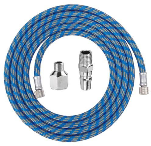 IKOPFLN Nylon Airbrush Schlauch 1,8 m mit 1/8-1/4 Airbrush-Adapter - Standard 1/8 Anschlüsse an beiden Enden für schnelles Trennen - für Spritzpistolen-Luftkompressor(blau)