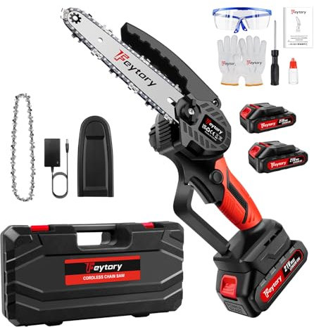 Kettensägen Mit 2 Akku, 6 Zoll Mini Kettensäge 700W Akku Kettensäge Handsäge Holzsäge 2 * 1500mAh Akku Handkettensäg Elektrisch Mit 2 Ketten, Tragetasche Akku Säge Für Holzschneidenz