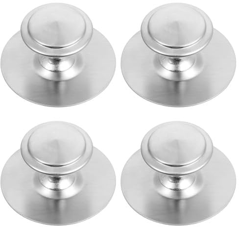 4PCS Stick On Handles Silver Drawer Stainless Steel Knobs Small Self Adhesive Door Handles Metallic Instant Pulls No Punching Peel and Stick Knobs Drill Free for Cabinets Kitchen Glass Wardrobe