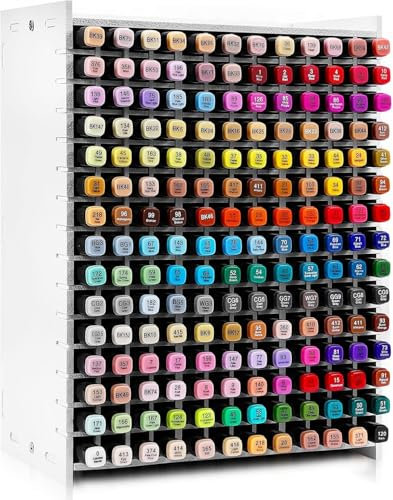 Mardili Art Marker Storage Rack for 180 Markers Watercolour Brushes Pens Color Pencils Organizer Holder for Desk
