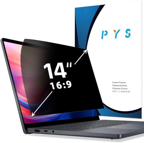 PYS 360° Blickschutzfolie Laptop 14 Zoll 16:9 Selbstklebende Anti Blaulicht Blendfrei Sichtschutz Folie Kompatibel mit Lenovo SGIN Dell Acer Samsung Asus Toshiba