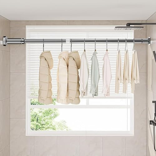 WPJBDS Kleiderstange Robuste Badezimmer-Dusche Teleskopstange, Ausziehbare Kleiderstangen Zum Aufhängen Von Kleidung,Kleidertrockner-Querstange Für Fenster, Size:1.7-3.2m (5.6-10.5 ft)