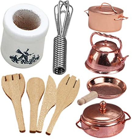 KOMBIUDA De Cocina De Juguete para Casa De Muñecas 1:12 Utensilios De Cocina Decorativos Mini Olla Simulación