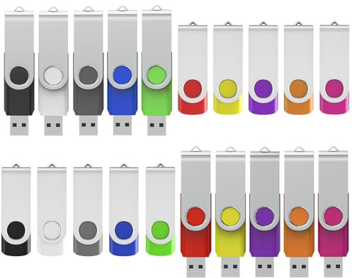 20 Stück 4GB USB Stick USB 2.0 Speicherstick Rotate Mehrfarbig Bulk Memory Sticks (4GB, 20 Stück)