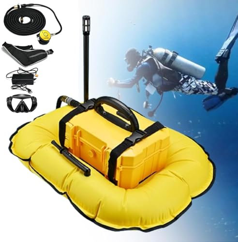 Sweet taize Elektrisches Tauchatemgerät, Unterwasser-Atmungs-Tauchkompressor, Atemschutzgerät für Tauchausrüstung, 3/5,5 Stunden Ausdauer, Kabellose zirkulierende Wasserkühlung,Yellow-D4000