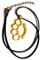 Gold Plated Stainless Steel Knuckle Duster (45mm x 28mm) on an Adjustable Waxed Cord Necklace 45-50 cm in a Velvet Gift Bag