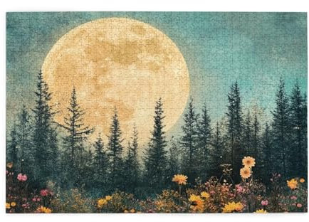 Mond Puzzle Wald Puzzle Große 5000 Teile Erwachsene, Clevere Rätsel, Geschicklichkeitsspiel für die Ganze Familie, Holz Farbenfrohes Jigsaws mit Geschenkbox, Geschenke für Frauen 105x156cm E-1565