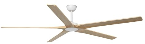 Faro Bigwood Ventilatore da soffitto XL a 5 pale bianco opaco, pino